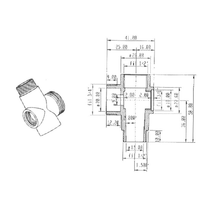 Tap ½, 4 ways - disegno tecnico