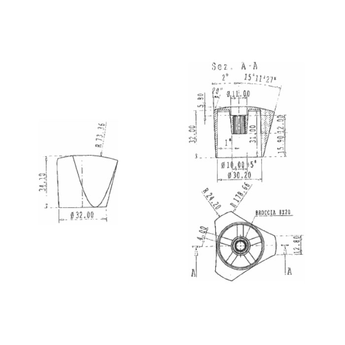 Handle Trieste Grande - disegno tecnico