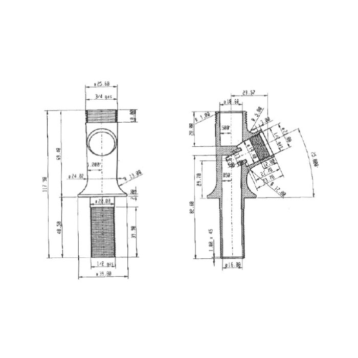 Rubinetto singolo - disegno tecnico