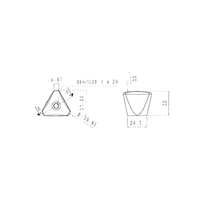 Maniglia Trieste Piccola - disegno tecnico