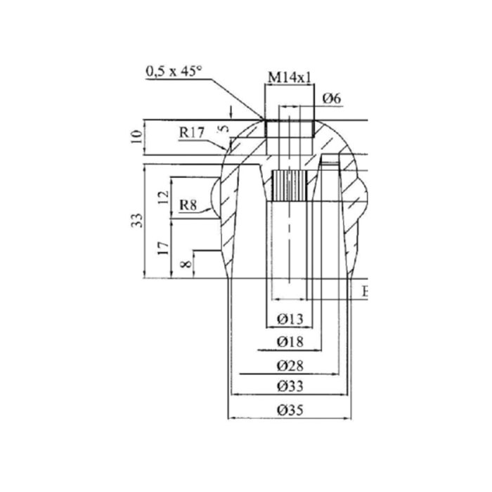 Handle Plutone - disegno tecnico