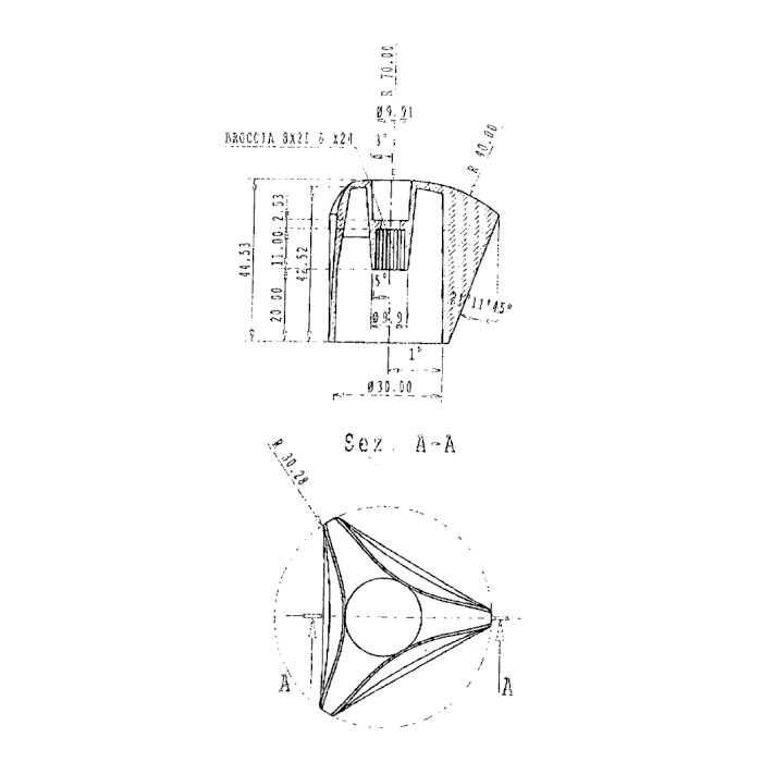 Maniglia Delta - disegno tecnico