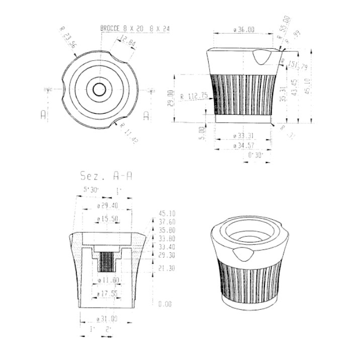 Maniglia Brillante - disegno tecnico