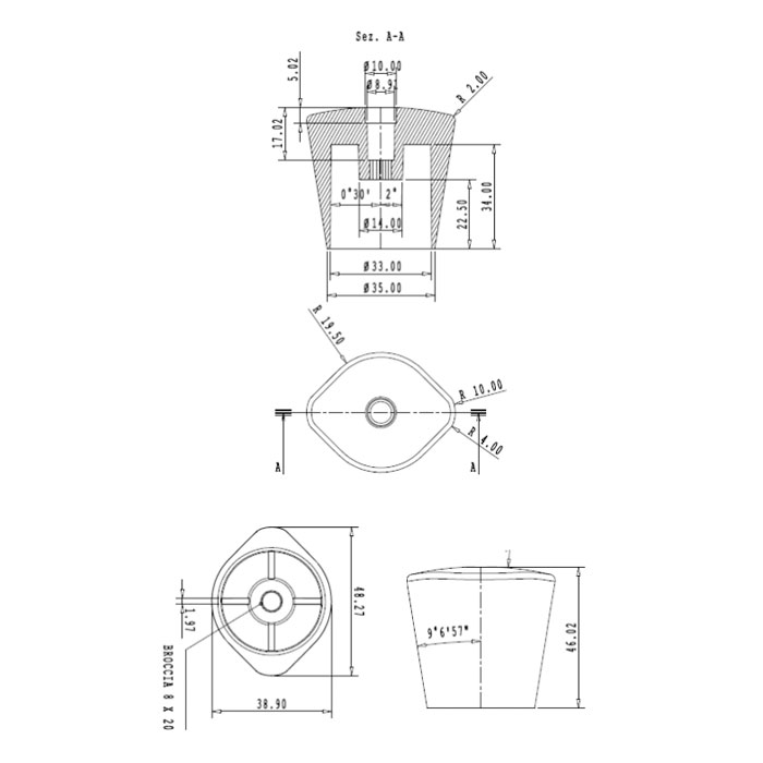 Handle Cometa - disegno tecnico