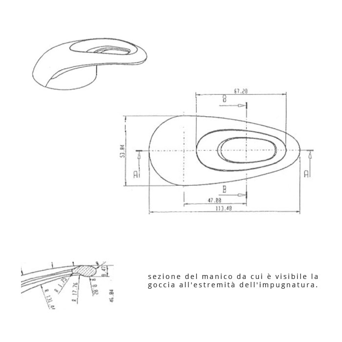 Leva Monocomando - disegno tecnico