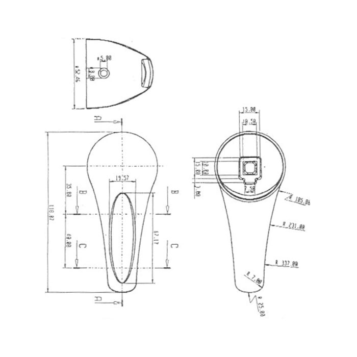 Leva Monocomando - disegno tecnico