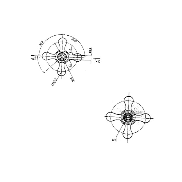 Maniglia Croce Retrò - disegno tecnico