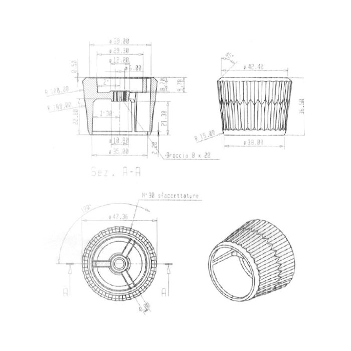 Maniglia Diamante - disegno tecnico