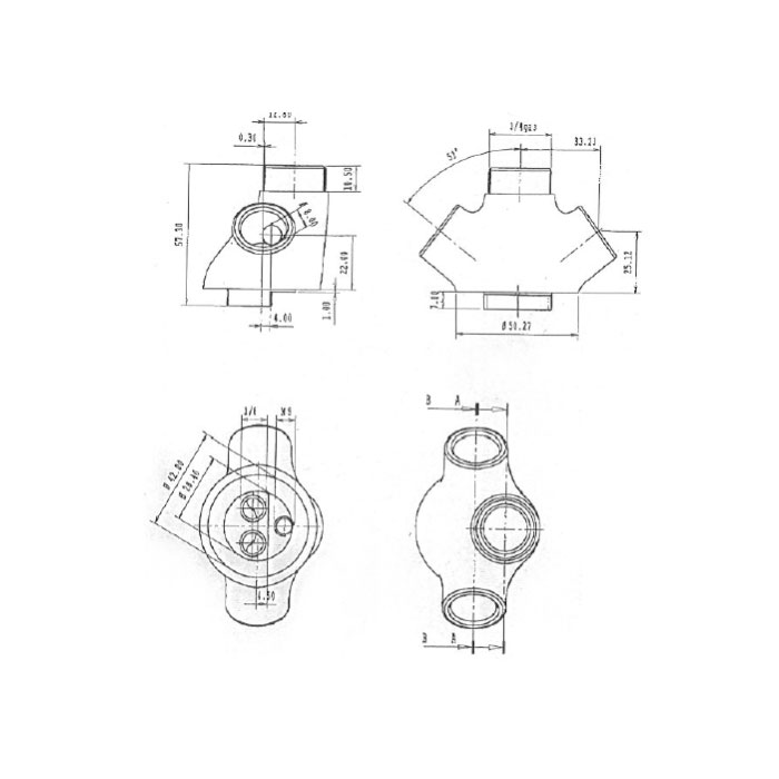 Monoforo da ½ - disegno tecnico