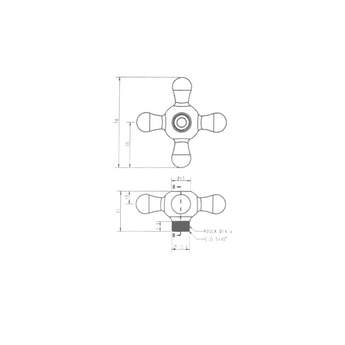 Maniglia Cross - disegno tecnico