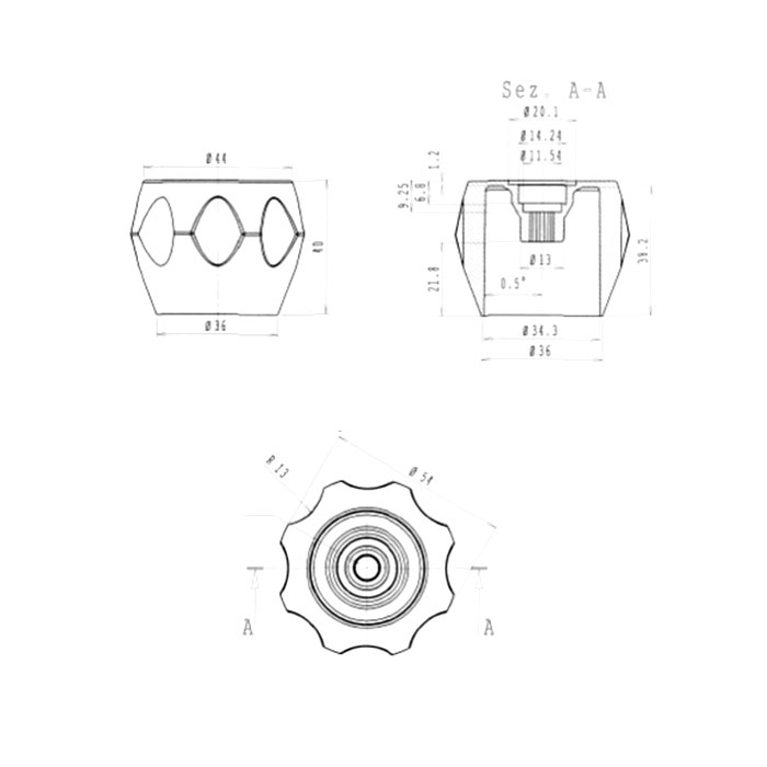 Maniglia Gessa - disegno tecnico