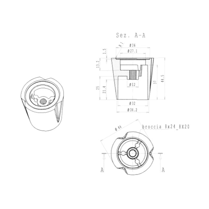 Handle Kudi - disegno tecnico