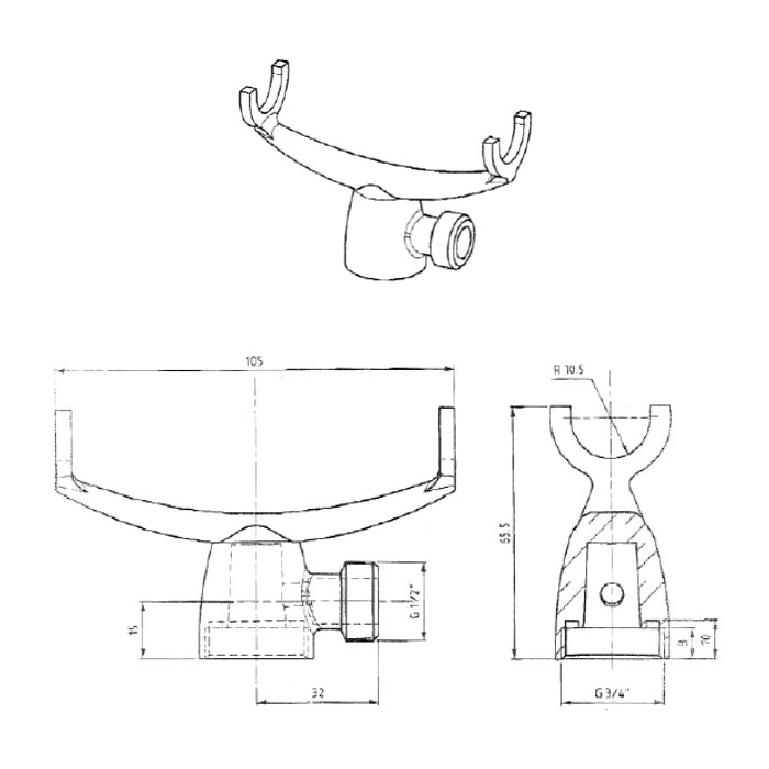 Double Fork Shower Brackets - disegno tecnico