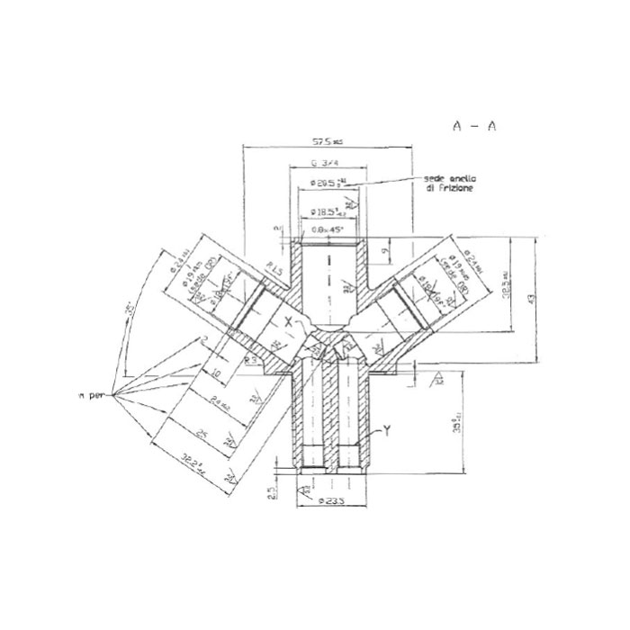 Monoforo Leggero da ⅜ con Gambo - disegno tecnico