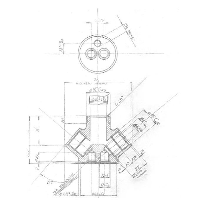 Single-hole Mixer from ½ without Stick - disegno tecnico