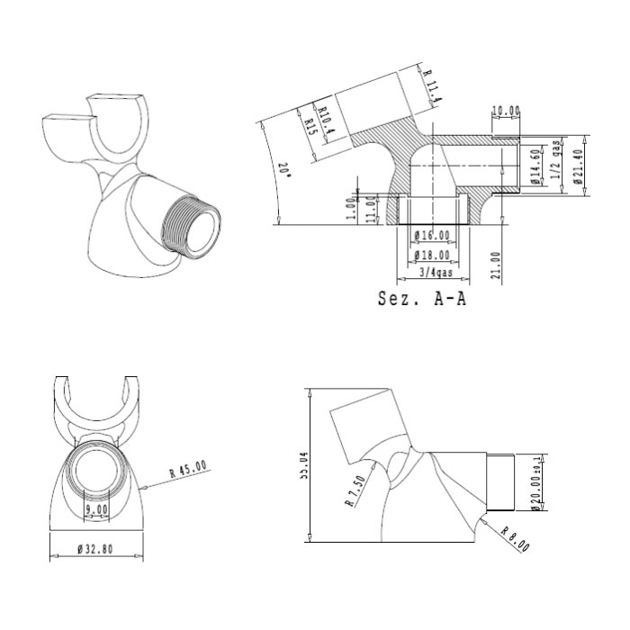 Luxury Single Fork - disegno tecnico