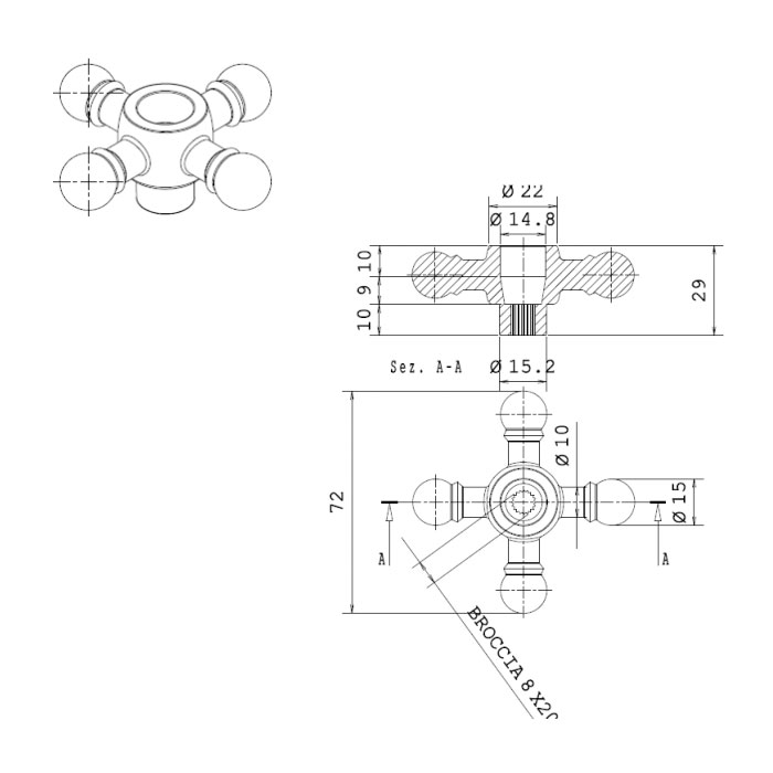 Cross Handle - disegno tecnico