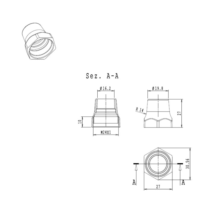 Campanina Esagonale - disegno tecnico